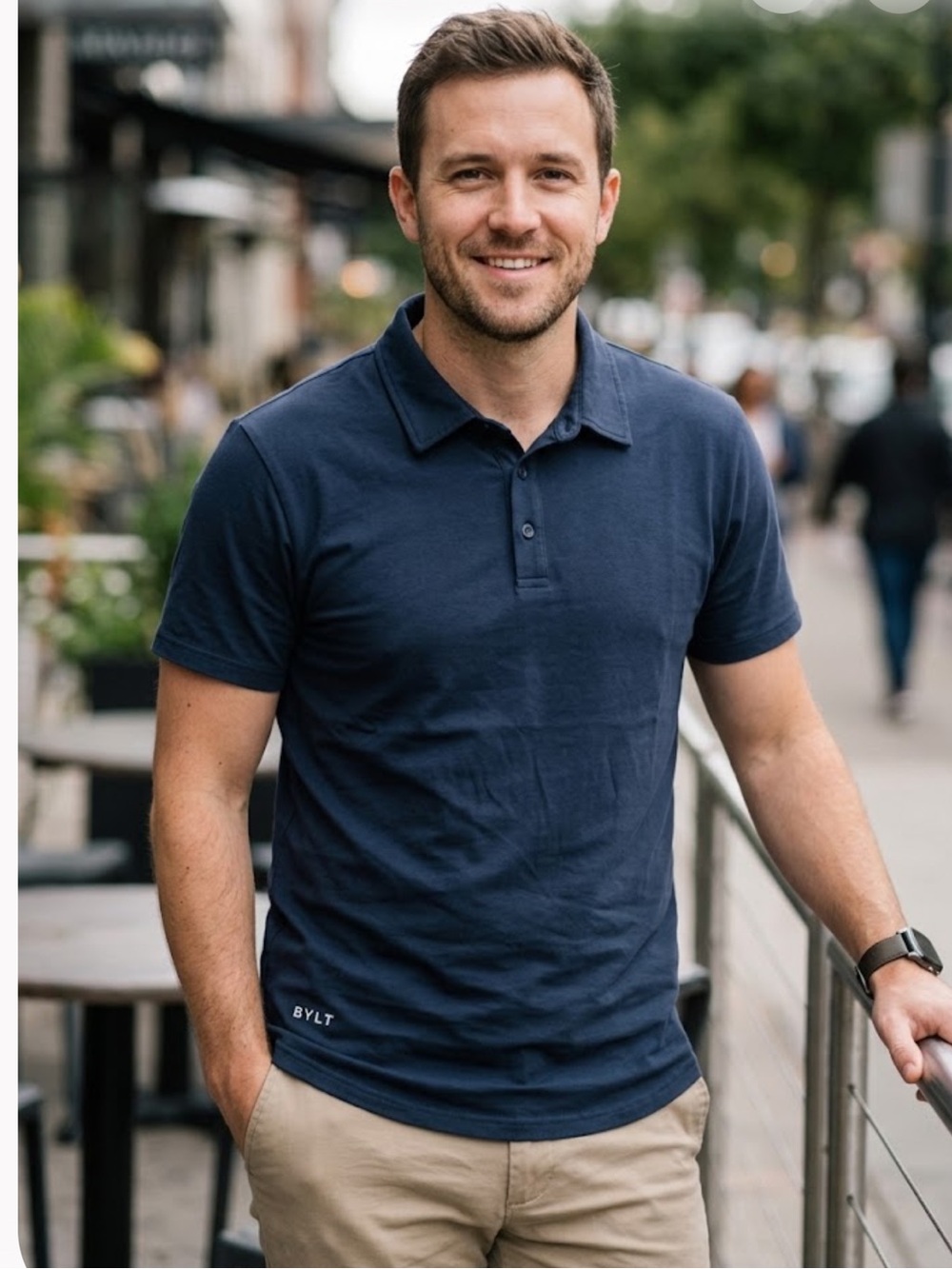 BYLT Basics Navy Polo Shirt with Subtle Logo